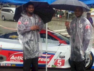 Rain or Shine Financial officers Securing Race Cars at the Quicken Loans Belle Isle Street Festival