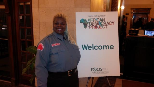 Diplomatic Treasury Reserve guard on duty at the African Democracy Project